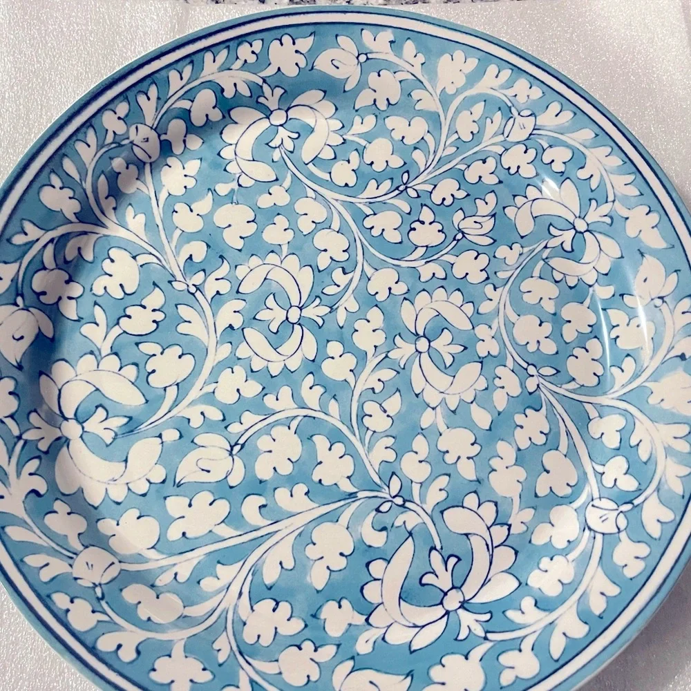 New Pottery Barn ‘Ava’ Floral Dinner Plate Set, S/4, Turquoise